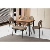Viento Mobilya Milano Kelebek Diş Budak Açılır 100X60 Masa 3 Adet Babyface Metal Suna Sandalye ve Bench Takımı Masa Takımı - Dışbudak - 100 X 60