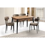 Viento Mobilya Milano Kelebek Diş Budak Açılır 120X70 Masa 6 Adet Bukle Kumaş Metal Gözde Sandalye Masa Takımı - Dışbudak - 120 x 70