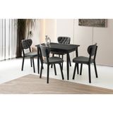 Viento Mobilya Milano Koyu Gri Highgloss Açılır 100X60 Masa 4 Adet Babyface Metal Simge Sandalye Masa Takımı - 100 X 60