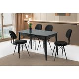 Viento Mobilya Milano Koyu Gri Highgloss Açılır 120X70 Masa 4 Adet Babyface Metal Ece Sandalye Masa Takımı - 120 x 70