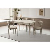 Viento Mobilya Milano Sidon Desen Açılır 120X70 Masa 4 Adet Babyface Metal Gözde Sandalye Masa Takımı - 120 x 70