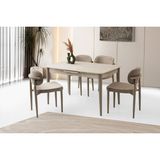 Viento Mobilya Milano Sidon Desen Açılır 130X80 Masa 4 Adet Babyface Metal Siesta Sandalye Masa Takımı - 130 X 80