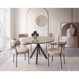 Viento Mobilya Nova Cappucino Hg Yandan Açılır 120X70 Masa Vera 4 Adet Vizon Bukle Kumaş Sandalye Masa Takımı - 120 X 70