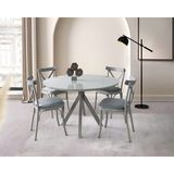 Viento Mobilya Nova Gri Sis Hg Yandan Açılır 120X70 Masa Bahar 4 Adet Gri Babyface Kumaş Sandalye Masa Takımı - 120 X 70