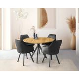 Viento Mobilya Nova Leglano Mdf Yandan Açılır 120X70 Masa Lincolin 4 Adet Siyah Babyface Sandalye Masa Takımı - Ahşap - 120 X 70