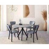 Viento Mobilya Nova Retro Gümüş Mdf Yandan Açılır 120X70 Masa Elma 4 Adet Gri Babyface Sandalye Masa Takımı - Retro Taşı Rengi - 120 X 70