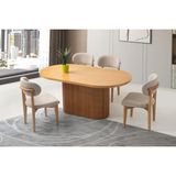 Viento Mobilya Orkide Naturel Sabit 160X90 Masa 4 Adet Bukle Kumaş Ahşap Nergis Sandalye Masa Takımı - 160 X 90