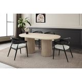 Viento Mobilya Orkide Sidon Desen Sabit 160X90 Masa 4 Adet Bukle Kumaş Ahşap Iskelet Gazel Sandalye Masa Takımı - 160 X 90