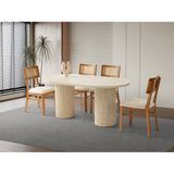 Viento Mobilya Orkide Traverten Desen Mdf Sabit 170X90 Masa 6 Adet Lizbon Calve Kumaş Ahşap Ceviz Iskelet Sandalye Masa Takımı - Aytaşı - 170 x 90
