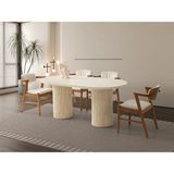 Viento Mobilya Orkide Traverten Desen Mdf Sabit 170X90 Masa 6 Adet Zeus Babyface Kumaş Ahşap Ceviz Iskelet Sandalye Masa Takımı - 170 x 90
