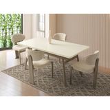 Viento Mobilya Oslo Aytaşı Renk Sabit 170X90 Masa 8 Adet Venedik Calve Kumaş Cappicino Iskelet Sandalye Masa Takımı - 170 x 90