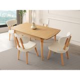 Viento Mobilya Öykü Meşe Renk Mdf Açılır 130X80 Masa 4 Adet Masal Calve Kumaş Naturel Iskelet Sandalye Masa Takımı - 130 x 80