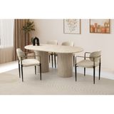 Viento Mobilya Pamukkale Sidon Sabit 180X90 Masa 4 Adet Babyface Kumaş Metal Iskelet Asya Sandalye Masa Takımı - 180 X 90