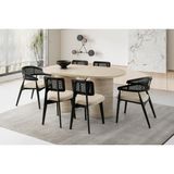Viento Mobilya Picasso Sidon Açılır 160X90 Masa 6 Adet Bukle Kumaş Ahşap Gazel ve Kuzey Sandalye Masa Takımı - 160 X 90