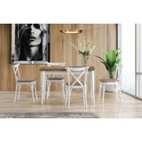 Viento Mobilya Polo Antik Çam Desen Açılır 120X70 Masa Bahar 4 Adet Vizon Döşeme Kumaş Sandalye Masa Takımı - Atlantik Çam - 120 X 70