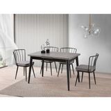Viento Mobilya Polo Retro Gümüş Desen Açılır 120X70 Masa Ay 4 Adet Gri Babyface Kumaş Sandalye Masa Takımı - Retro Taşı Rengi - 120 X 70