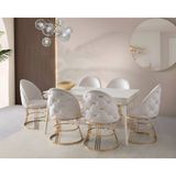 Viento Mobilya Roma Aytaşı Highgloss Açılır 155X90 Masa Carizma 6 Adet Krem Babyface Sandalye Masa Takımı - 155 X 90