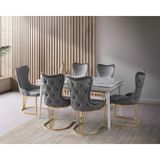 Viento Mobilya Roma Rambla Highgloss Açılır 155X90 Masa Istinye 6 Adet Gri Babyface Sandalye Masa Takımı - Gri Mermer - 155 X 90