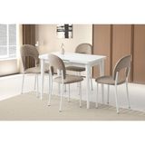 Viento Mobilya Silva Beyaz Renk Açılır 100X60 Masa 4 Adet Babyface Metal Ay Sandalye Masa Takımı - 100 X 60