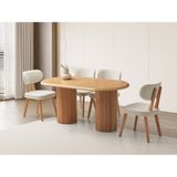 Viento Mobilya Stella Kayın Renk Mdf Açılır 160X90 Masa 8 Adet Masal Calve Kumaş Naturel Iskelet Sandalye Masa Takımı - 160 x 90