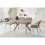 Viento Mobilya Still Cappicino Highgloss Yanlardan Açılır 130X80 Masa 6 Adet Babyface Metal Jumbo Sandalye Masa Takımı - Cappucino - 130 X 80