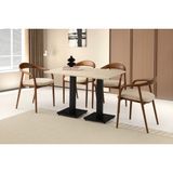 Viento Mobilya Uzay Sidon Desen Sabit 120X70 Masa 6 Adet Bukle Kumaş Ahşap Yılan Sandalye Masa Takımı - 120 X 70
