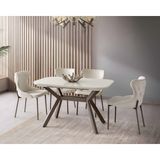 Viento Mobilya Valentin Aytaşı Hg Açılır 130X80 Masa Kelebek 6 Adet Krem Babyface Kumaş Sandalye Masa Takımı - 130 X 80