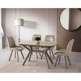 Viento Mobilya Valentin Cappucino Hg Açılır 130X80 Masa Riva 6 Adet Vizon Babyface Kumaş Sandalye Masa Takımı - 130 X 80
