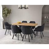 Viento Mobilya Valentin Leglano Mdf Açılır 160X90 Masa Lincolin 6 Adet Siyah B.face Kumaş Sandalye Masa Takımı - Ahşap - 160 X 90