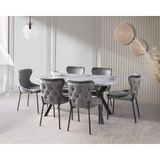Viento Mobilya Valentin Venezia Hg Açılır 160X90 Masa Kelebek 6 Adet Gri Babyface Kumaş Sandalye Masa Takımı - 160 X 90