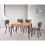 Viento Mobilya Venüs Antik Çam Mdf Açılır 120X80 Masa Elma 4 Adet Kahve Babyface Kumaş Sandalye Masa Takımı - Atlantik Çam - 120 X 80