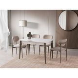 Viento Mobilya Venüs Aytaşı Hg Açılır 120X80 Masa Liza 4 Adet Açık Vizon Bukle Kumaş Sandalye Masa Takımı - 120 X 80