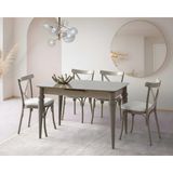 Viento Mobilya Venüs Cappucino Hg Açılır 120X80 Masa Bahar 4 Adet Krem Babyface Kumaş Sandalye Masa Takımı - 120 X 80