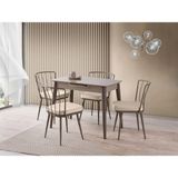 Viento Mobilya Venüs Cappucinoi Hg Açılır 100X60 Masa Ay 4 Adet Krem Babyface Kumaş Sandalye Masa Takımı - 100 X 60