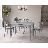 Viento Mobilya Venüs Gri Sis Highgloss Açılır 120X80 Masa Bahar 6 Adet Gri Babyface Kumaş Sandalye Masa Takımı - 120 X 80