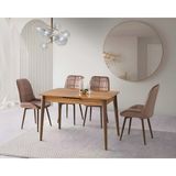 Viento Mobilya Venüs Hazal Highgloss Açılır 120X80 Masa Riva 4 Adet Kahve Babyface Kumaş Sandalye Masa Takımı - Ahşap - 120 X 80