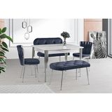 Viento Mobilya Venüs Marmo Hg Açılır 120X80 Masa 6 Kişilik Bench Takımı Antrasit Babyface Sandalye Masa Takımı - Beyaz Mermer - 120 X 80