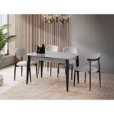 Viento Mobilya Venüs Sis Gri Highgloss Açılır 120X80 Masa Liza 6 Adet Açık Gri Coco Kumaş Sandalye Masa Takımı - 120 X 80