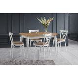 Viento Mobilya Yakamoz Antik Çam Desen Açılır 120X80 Masa Bahar 6 Adet Vizon Kumaş Sandalye Masa Takımı - Atlantik Çam - 120 X 80