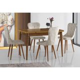 Viento Mobilya Yakamoz Antik Çam Desen Açılır 120X80 Masa Leon 4 Adet Krem Kumaş Sandalye Masa Takımı - Atlantik Çam - 120 X 80