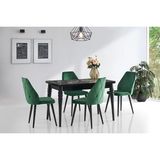 Viento Mobilya Yakamoz Siyah Mermer Desen Açılır 120X80 Masa Hira 4 Adet Yeşil Babyface Sandalye Masa Takımı - 120 X 80
