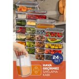 Vienve Hava Geçirmez Saklama Kabı Seti Antrasit 24'lü 6 x 250 - 500 - 750 - 1200 ML