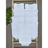 Vieso 5'li Pamuklu Çıtçıtlı Bebek Body Zıbın Atlet Ekonomik Kız Erkek - Beyaz - 3 - 6 Ay