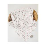 vieso Kırmızı Kalpli Organic %100 Pamuklu 80x90 Cm Tek Kat Bebek Battaniye Ana Kucağı&kundak