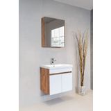 viesta banyo Star Banyo Dolabı Seti ( 60 Cm Atlantik Çam&Parlak Beyaz Aynalı Lavabolu Mdf )
