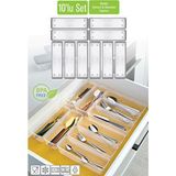 Vigentino 10’lu Modüler Kaşıklık Seti Beyaz - Mutfak Düzenleyici Çekmece İçi Organizer Plastik Malzeme - 45 x 49 cm