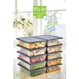 VİGENTİNO 10'Lu Set Buzdolabı Organizer Mikrodalga ve Difrize Uygun Saklama Kabı 10 X 2400 ml