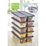VİGENTİNO 10'Lu Set Buzdolabı Organizer Mikrodalga ve Difrize Uygun Saklama Kabı 10 X 750 ml