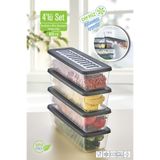 VİGENTİNO 4'Lü Set Buzdolabı Organizer Mikrodalga ve Difrize Uygun Saklama Kabı 4 X 750 ml