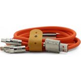 Viges Type-C - Lıghtnıng - Mıcro USB 120W 6A 3-In-1 Çoklu Şarj Kablosu Turuncu